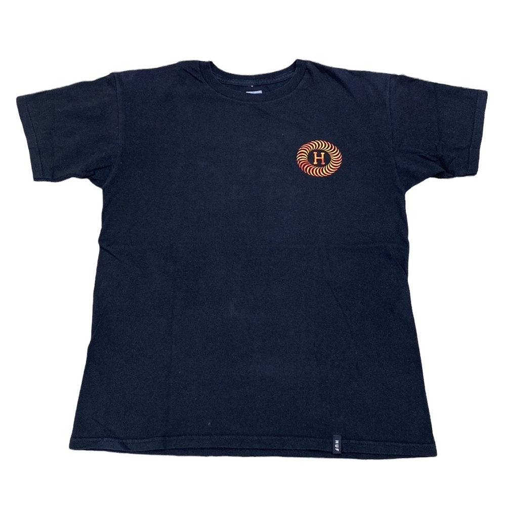 ✨Host Pick! ✨HUF Spitfire Men’s Short Sleeve Tee Shirt, Black with Orange